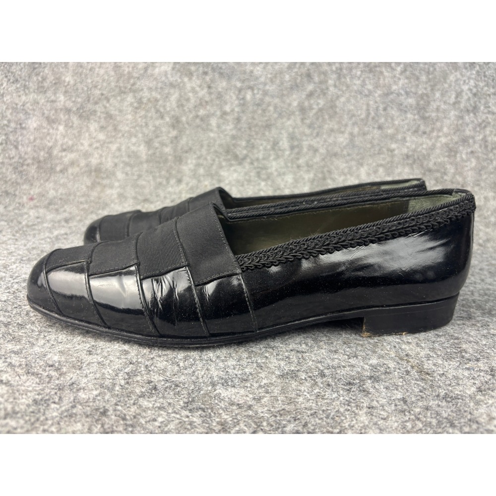 R. Martegani Loafers Women 9 Black Patent Leather Grosgrain Ribbon Made in Italy